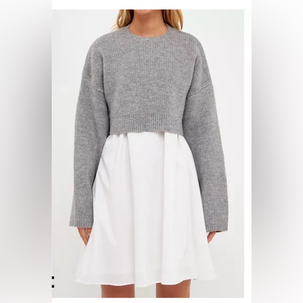 English Factory Gray and White Layered Sweater